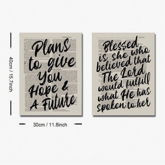 2 Piece Bible Verse Wall Art Canvas, Hope and a Future, Blessed is She - Picture 2 of 6